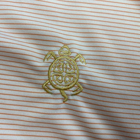 Peter Millar Summer Comfort Polo Shirt Men Extra Large Striped Orange White Logo - Picture 5 of 13